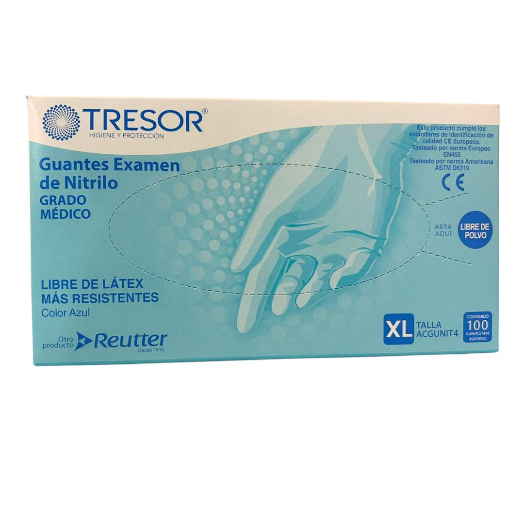GUANTES DESCARTABLES NITRILO CELESTE TRESOR 100 UN ELIGE TALLA CRANBERRY - 1