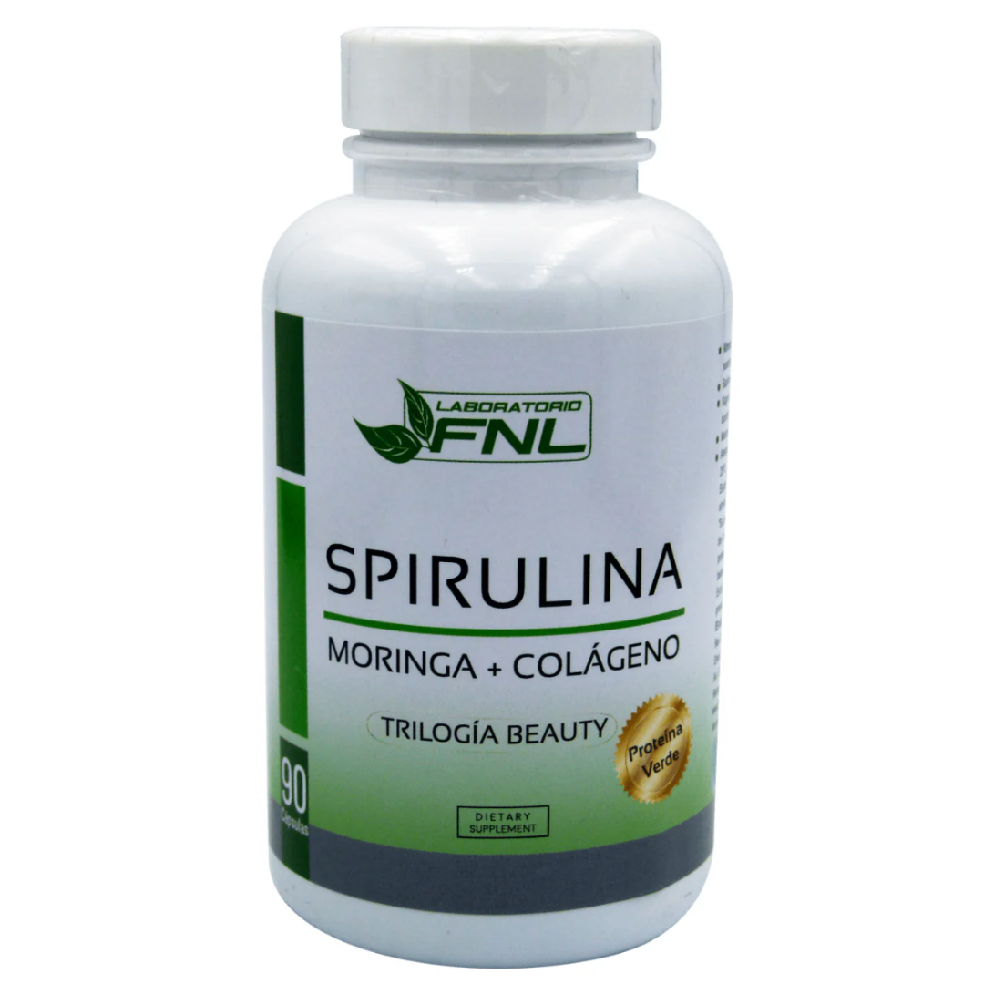 SPIRULINA LABORATORIO FNL + MORINGA + COLAGENO 550 MG 90 CAPSULAS FNL - 1