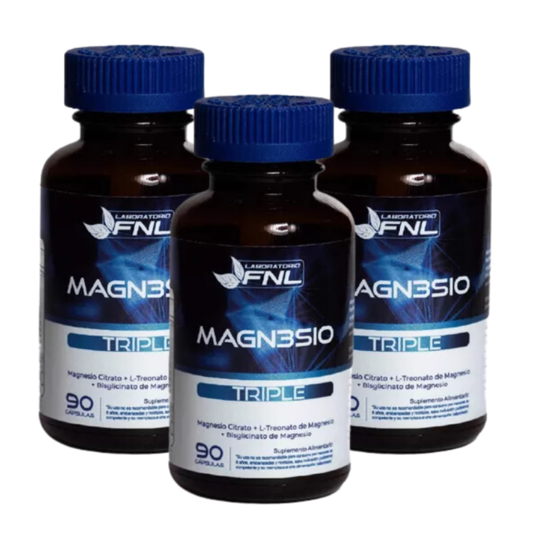 MAGNESIO TRIPLE 270 CÁPSULAS, 3 FRASCOS X 90 CAPS FNL - 1