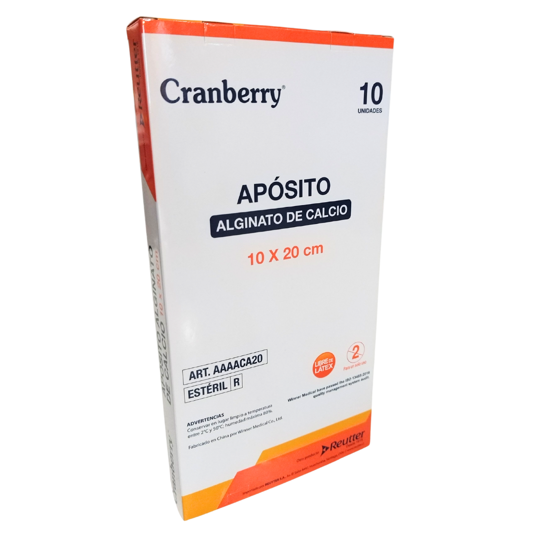 APÓSITO ALGINATO CALCIO 10X20 CRANBERRY - CAJA 10 UNIDADES - 1