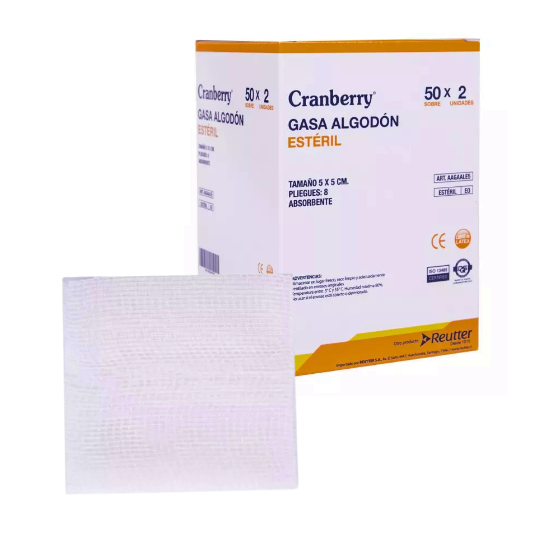 GASA ALGODÓN ESTÉRIL 5X5 CAJA 50 SOBRES X 2 UNID. - 1