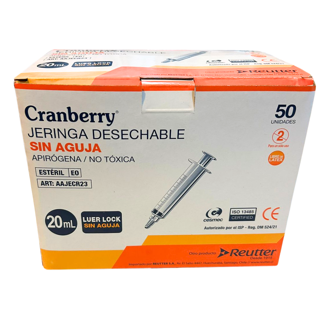JERINGA SIN AGUJA LUER LOCK 20ML - 50 UN. CRANBERRY - 1
