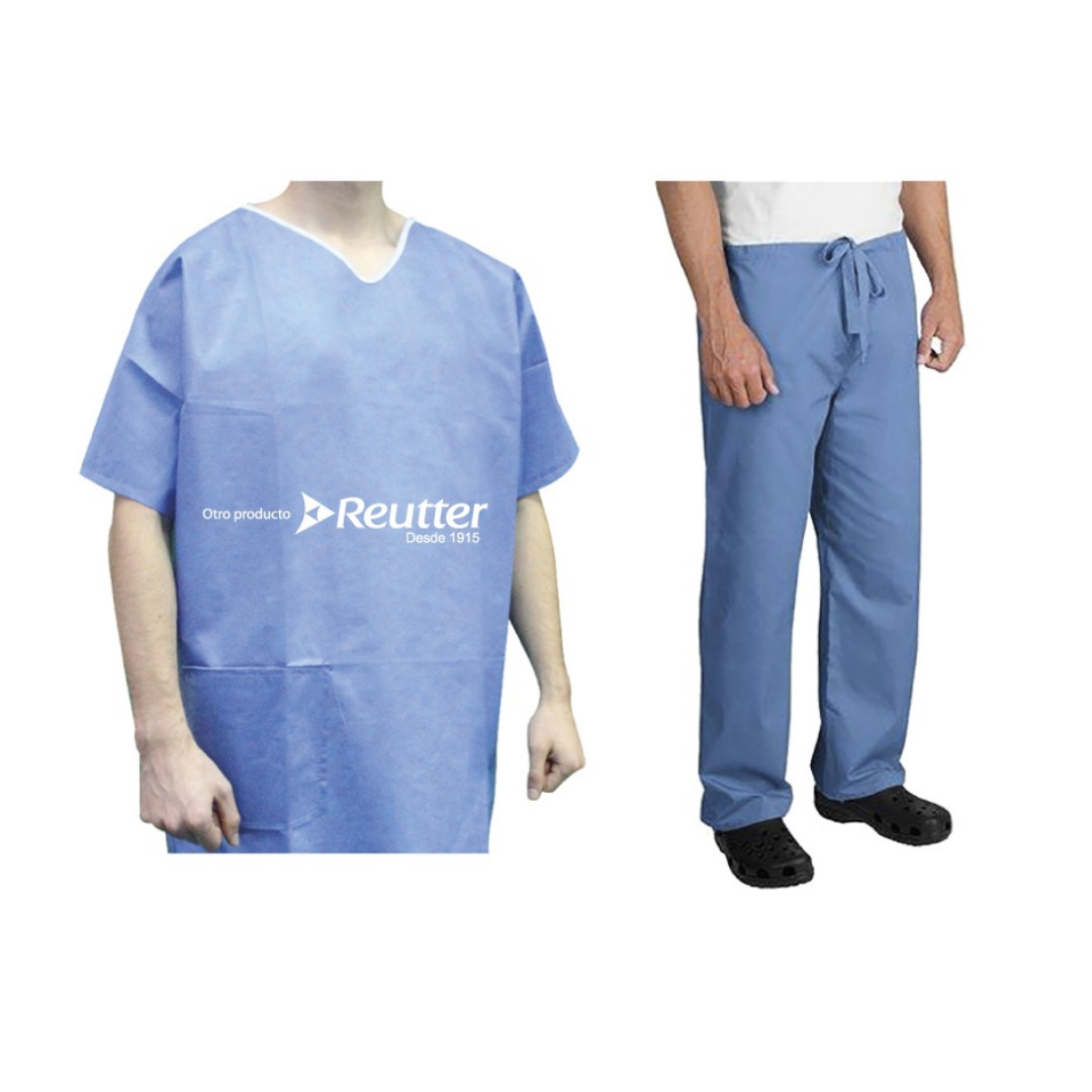 AMBO CLINICO DESECHABLE CAMISA + PANTALON SMS 1 UNID - ELIGE TALLA - 1