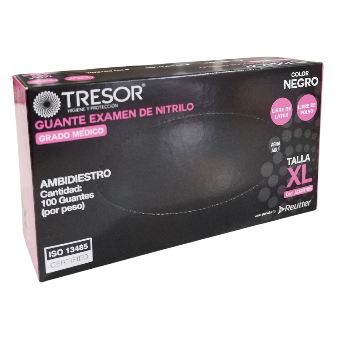 GUANTES NITRILO NEGRO TRESOR CAJA 100 UN. - ELIGE TALLA - 1