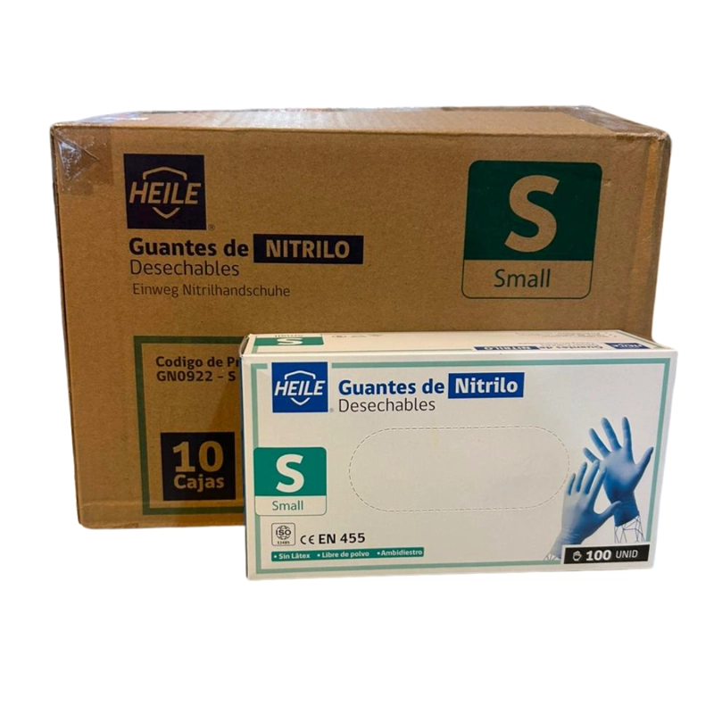 PACK 10 CAJAS GUANTES NITRILO AZUL HEILE - ELIGE TALLA - 1