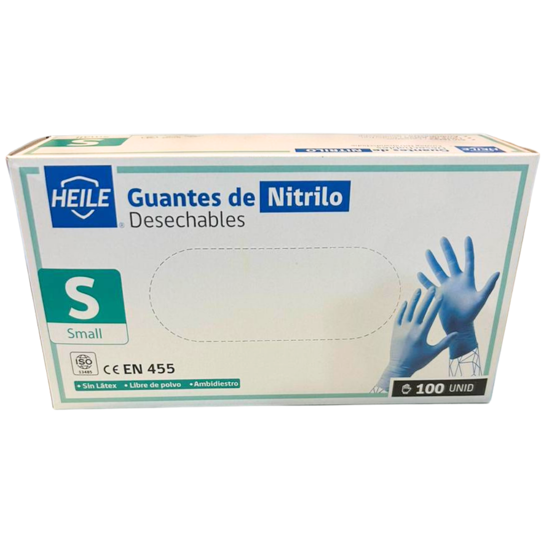 GUANTES NITRILO AZUL HEILE CAJA 100 UN. - ELIGE TALLA - 1