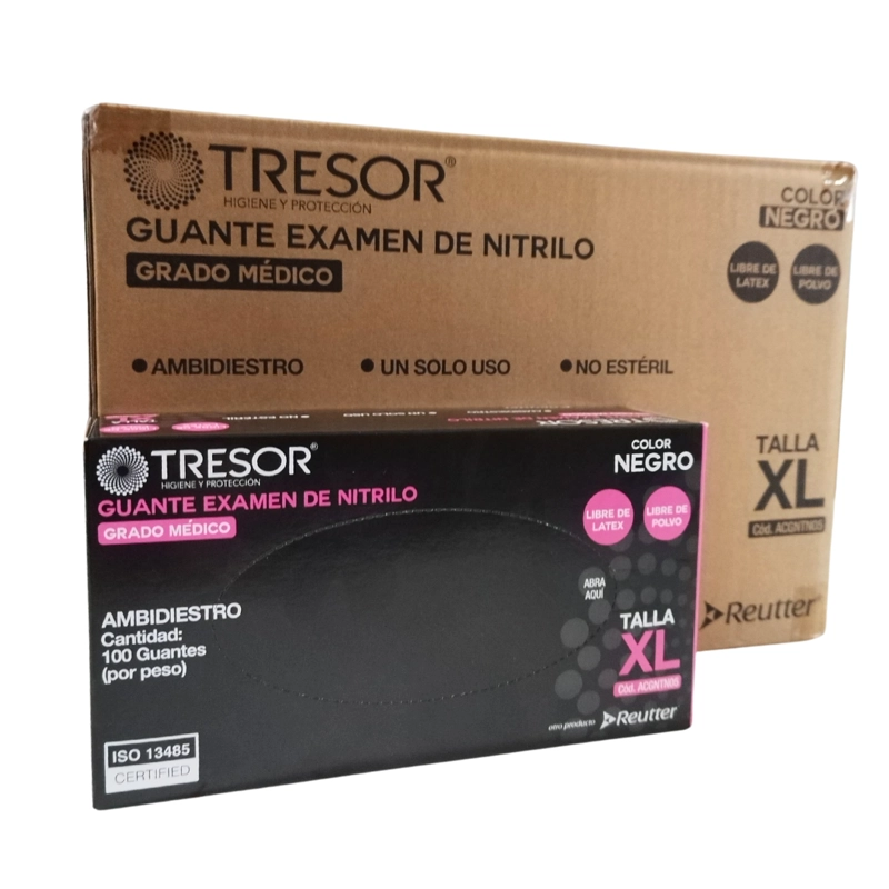 PACK 10 CAJAS GUANTES NITRILO NEGRO TRESOR - ELIGE TALLA - 1