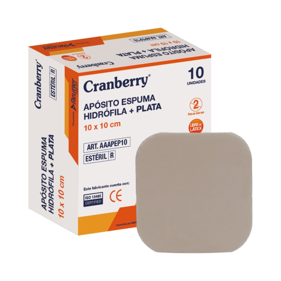 APÓSITO ESPUMA HIDRÓFILA + PLATA 10X10CM - CAJA 10 UNIDADES - 1