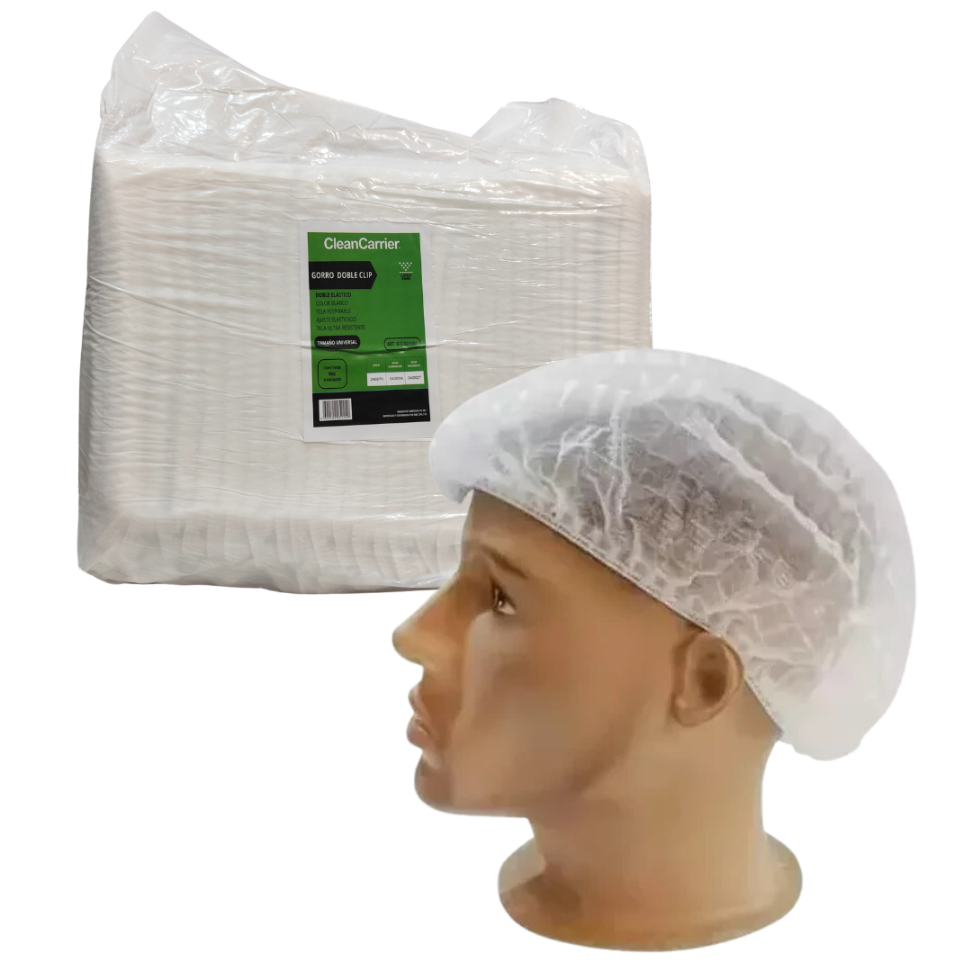 COFIA GORRO CLIP BLANCO DOBLE ELASTICO CLEANCARRIER - BOLSA 100 UN. - 1