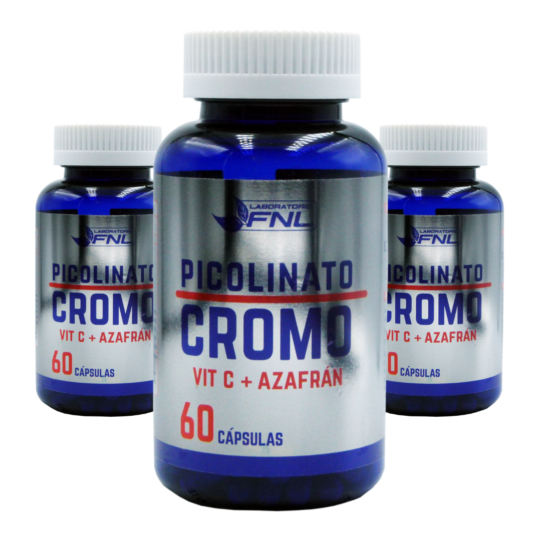 PICOLINATO DE CROMO + VIT C + AZAFRAN 180 CÁPSULAS FNL PACK 3 FRASCOS - 1