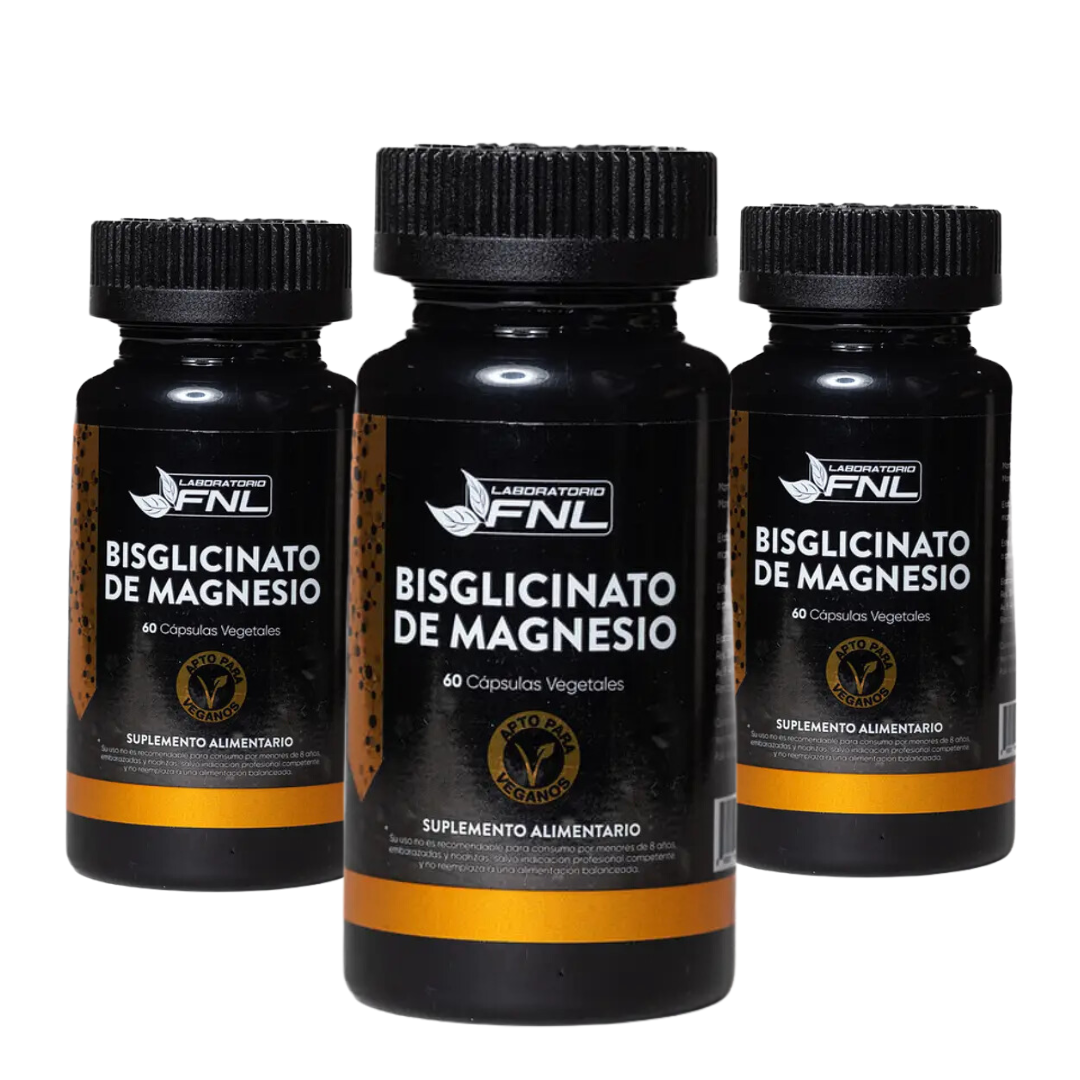 BISGLICINATO DE MAGNESIO 550MG 180 CÁPSULAS FNL PACK 3 FRASCOS - 1