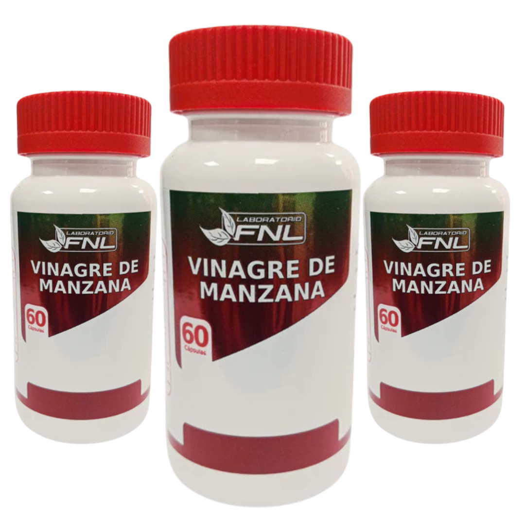 VINAGRE DE MANZANA 650MG 180 CÁPSULAS FNL PACK 3 FRASCOS - 1