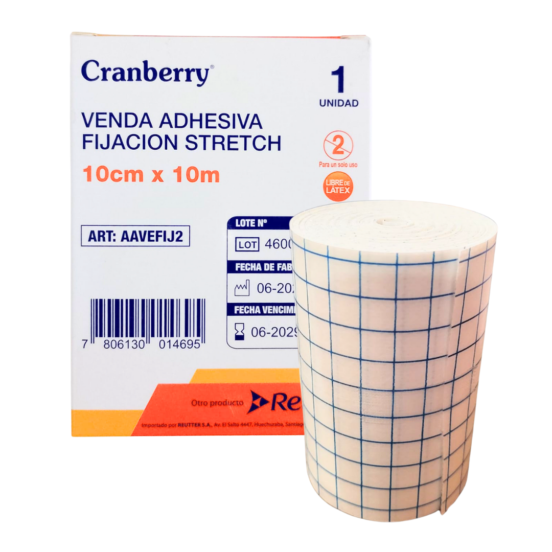 VENDA ADHESIVA CRANBERRY FIJACIÓN STRETCH 10CM X 10MTS - 1