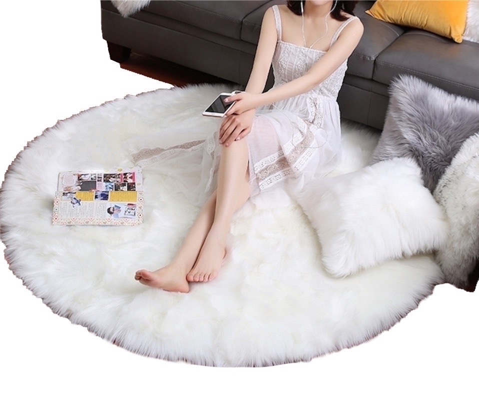 ALFOMBRA BJ HOGAR SUAVE CONTEMPORÁNEA MODERNA REDONDA BAJADA CAMA 120 CM - 1