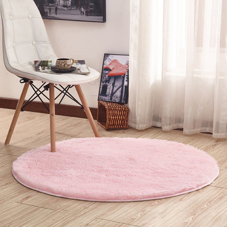 ALFOMBRA BJ HOGAR SUAVE CONTEMPORÁNEA MODERNA REDONDA PELUDA ROSA LISO 1 M - 1