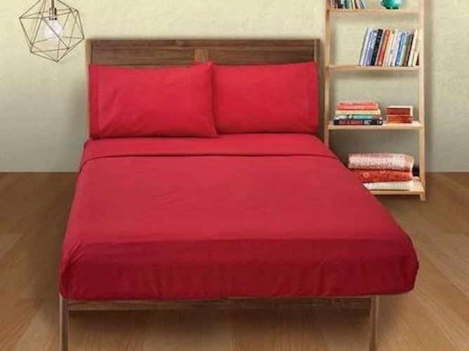 JUEGO DE SABANA POLAR KING CON ELASTICO EN COLOR ROJO - 1