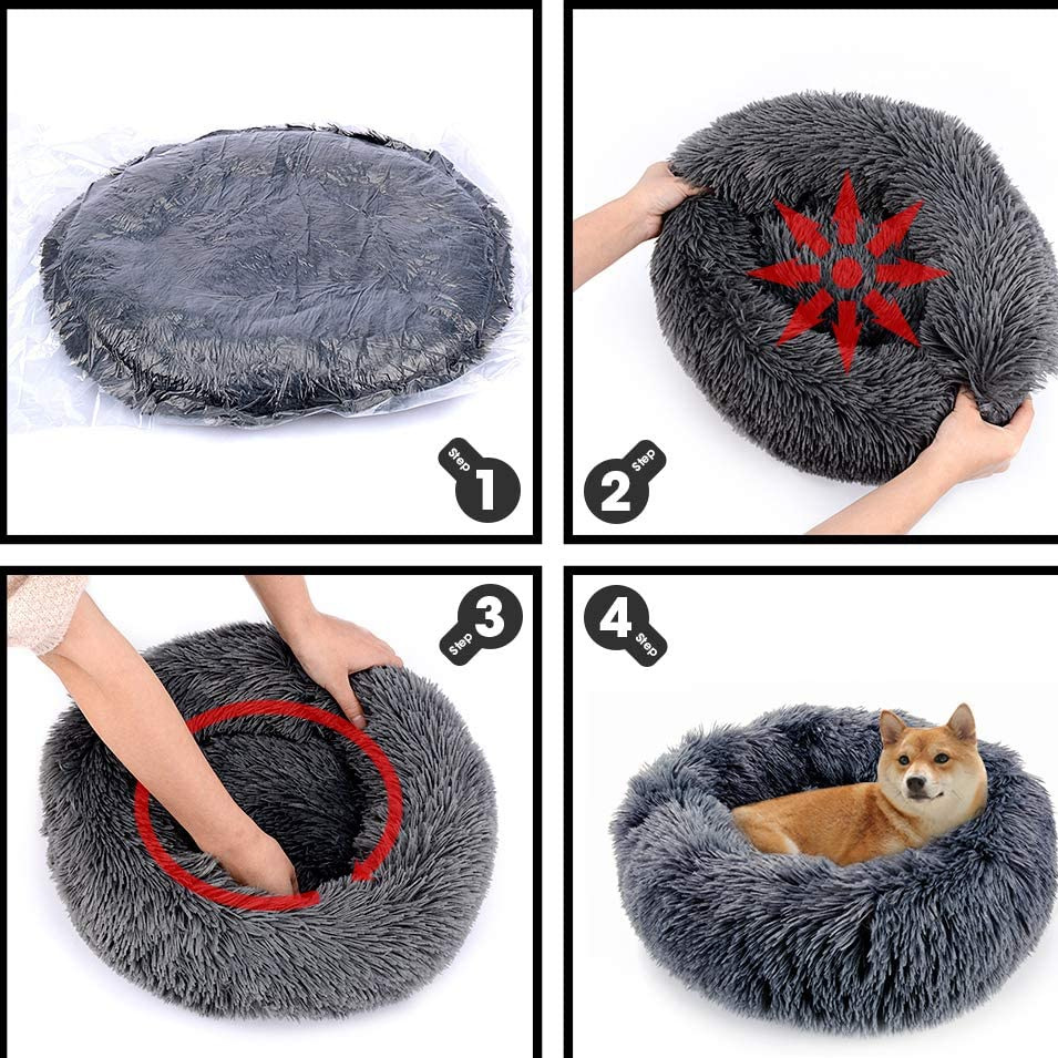 CAMA REDONDA PARA PERRO Y GATO 50CM COLOR GRIS CLARO - 2