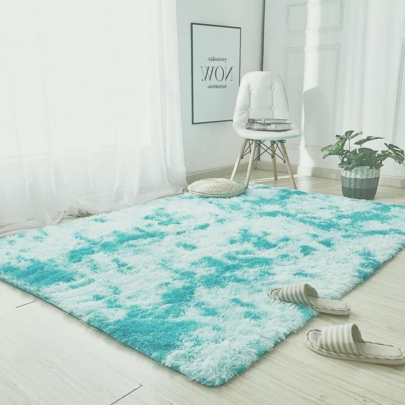 ALFOMBRA BJ HOGAR SUAVE CONTEMPORÁNEA MODERNA PELUDA TURQUESA JASPEADO 2 X 2.4 M - 1