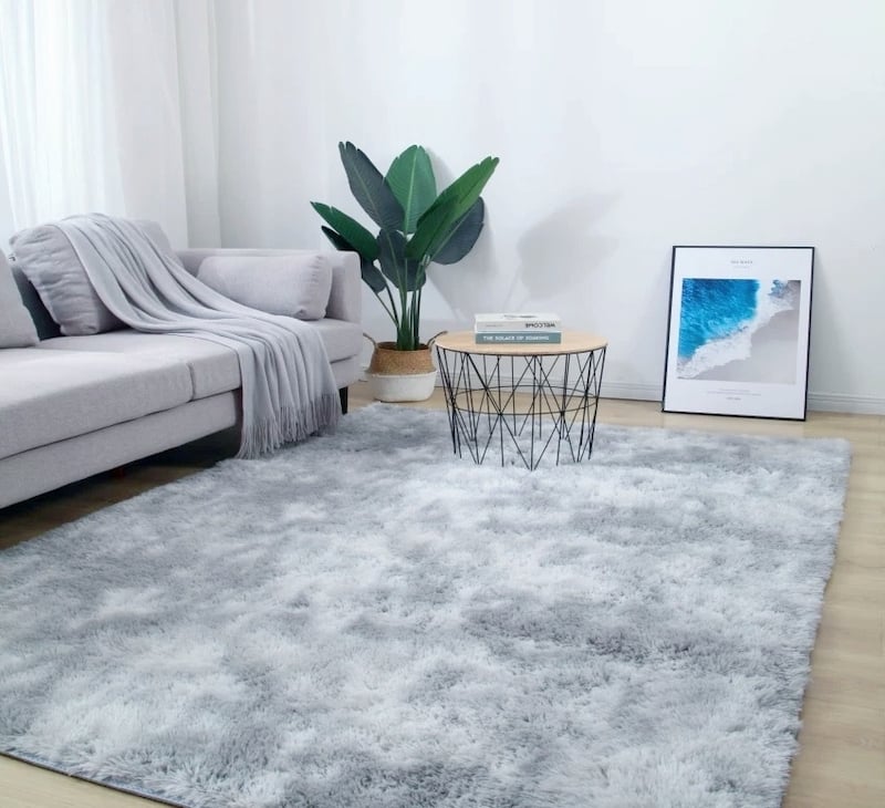ALFOMBRA BJ HOGAR SUAVE CONTEMPORÁNEA MODERNA PELUDA GRIS CLARO JASPEADO 2 X 2.4 M - 1
