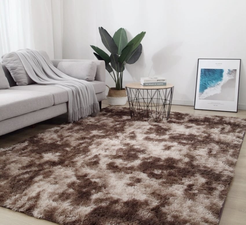 ALFOMBRA BJ HOGAR SUAVE CONTEMPORÁNEA MODERNA PELUDA CAFE JASPEADO 2 X 2.4 M - 1