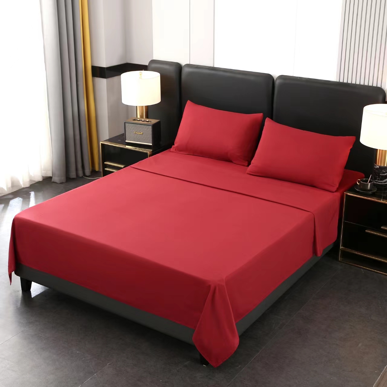 SABANA 200 HILOS 2 PLAZAS EN COLOR ROJO - 1