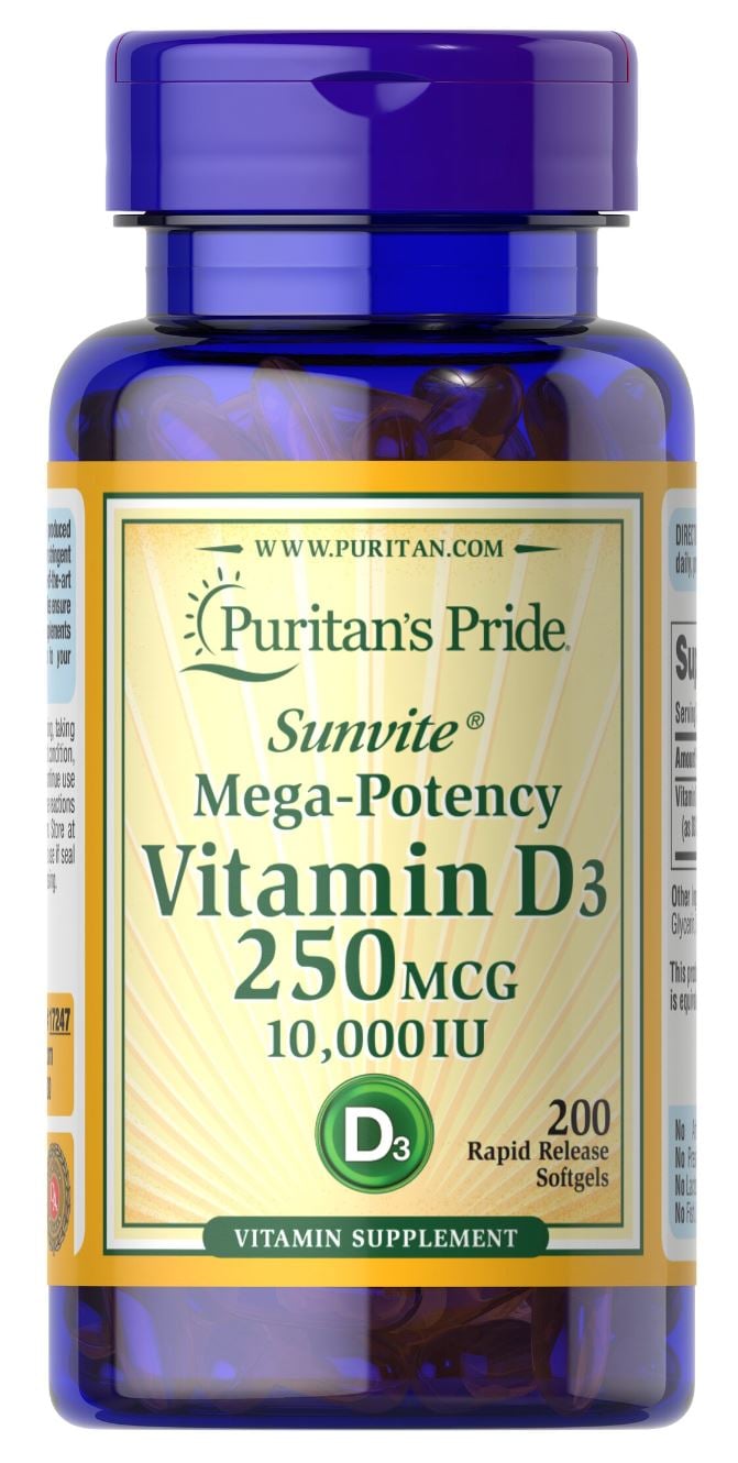 SUPLEMENTO PURITANS PRIDE VITAMINA D3 10 UI SOFTGELS 200 UN - 1