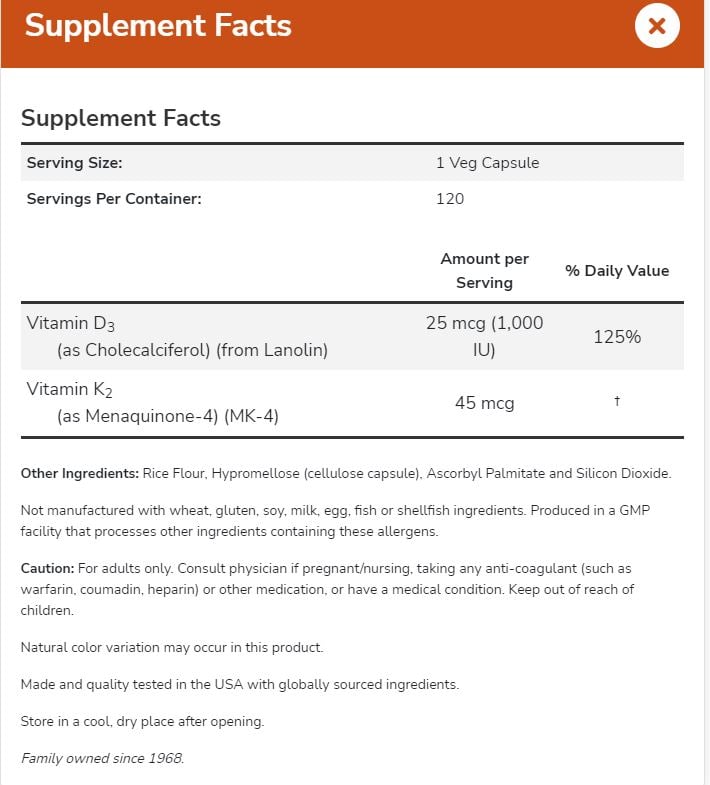 NOW FOODS VITAMINA D3 & K2 - 2