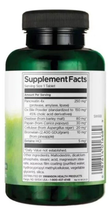SWANSON DIGESTIVE ENZYMES | 180 TABLETAS - 2