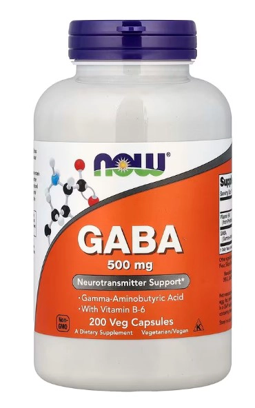 NOW FOODS GABA CON VITAMINA B-6 | 200 CAPSULAS VEGANAS - 1