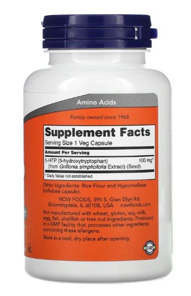 NOW FOODS 5-HTP 100 MG | 120 CAPSULAS VEGANAS - 2