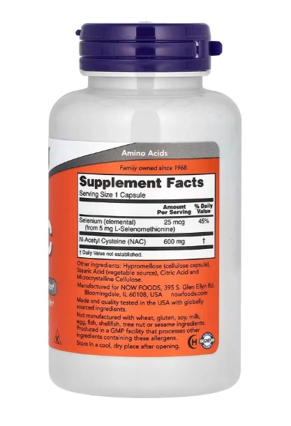 NOW FOODS NAC 600 MG | 100 CAPSULAS - 2