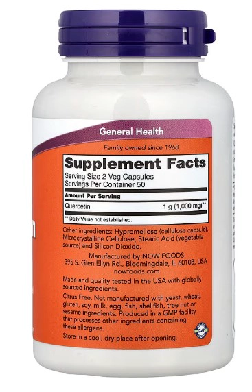 NOW FOODS QUERCETIN 500 MG | 100 CAPSULAS VEGANAS - 2