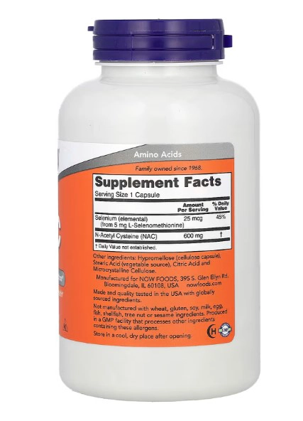 NOW FOODS NAC 600 MG | 250 CAPSULAS - 2