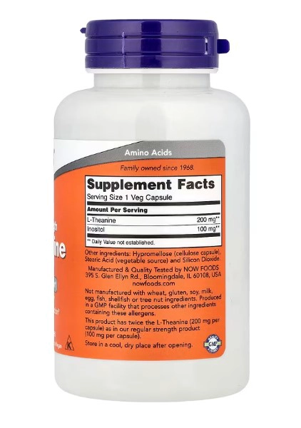 NOW FOODS L-THEANINE | 120 CAPSULAS VEGANAS - 2