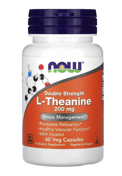 NOW FOODS L-THEANINE 200MG | 60 CAPSULAS VEGANAS - 1