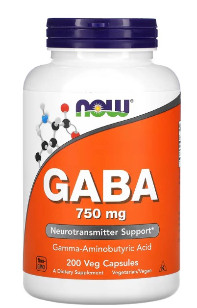 NOW FOODS GABA 750 MG | 200 CAPSULAS VEGANAS - 1