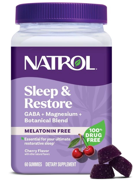 NATROL SLEEP & RESTORE GUMMIES | SIN MELATONINA | 60 GOMITAS SABOR CEREZA - 1