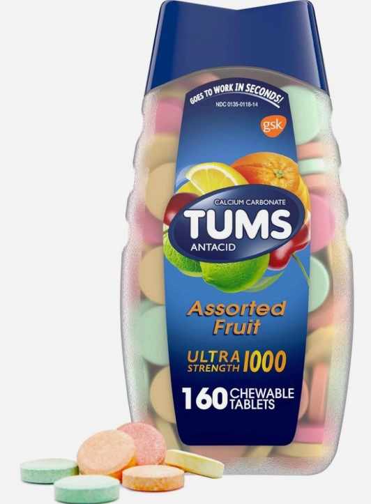 TUMS ULTRA STRENGTH | ANTIACIDO MASTICABLE SABOR FRUTAS | 160 TABLETAS - 1