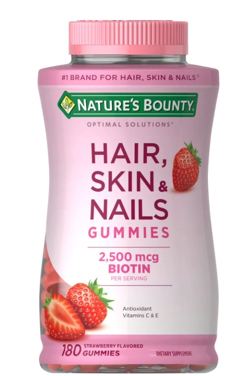 NATURE'S BOUNTY HAIR, SKIN & NAILS | GOMITAS DE FRESA CON BIOTINA | 180 UNIDADES - 1