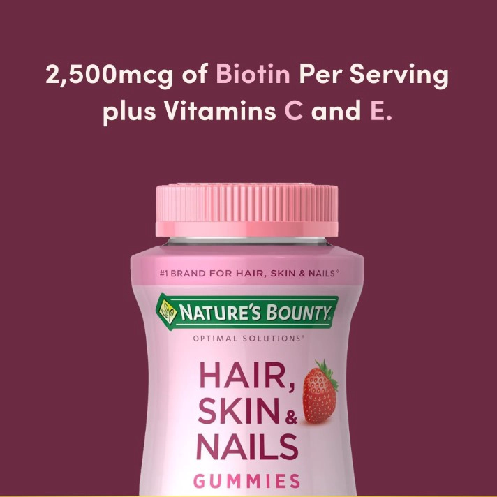 NATURE'S BOUNTY HAIR, SKIN & NAILS | GOMITAS DE FRESA CON BIOTINA | 180 UNIDADES - 3