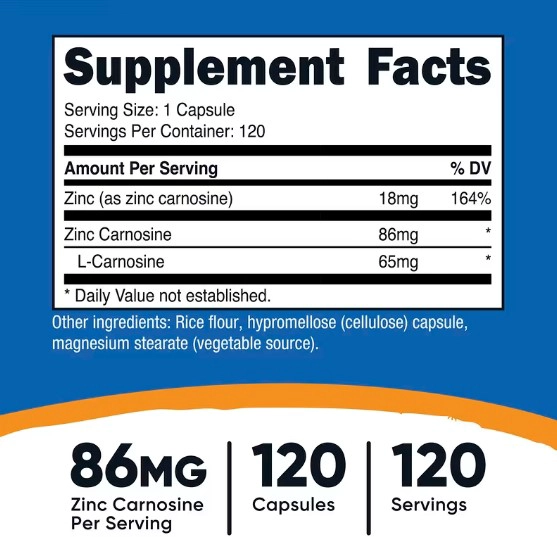 NUTRICOST ZINC CARNOSINE | 120 CAPSULAS - 2