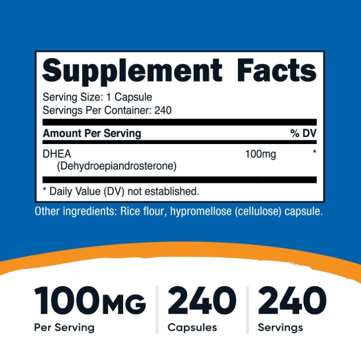 NUTRICOST, DHEA , 100 MG , 240 CAPSULAS - 2