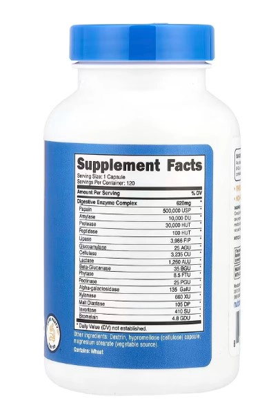 NUTRICOST ENZIMAS DIGESTIVAS - ENZYMES 620 MG – 120 CAPSULAS - 2