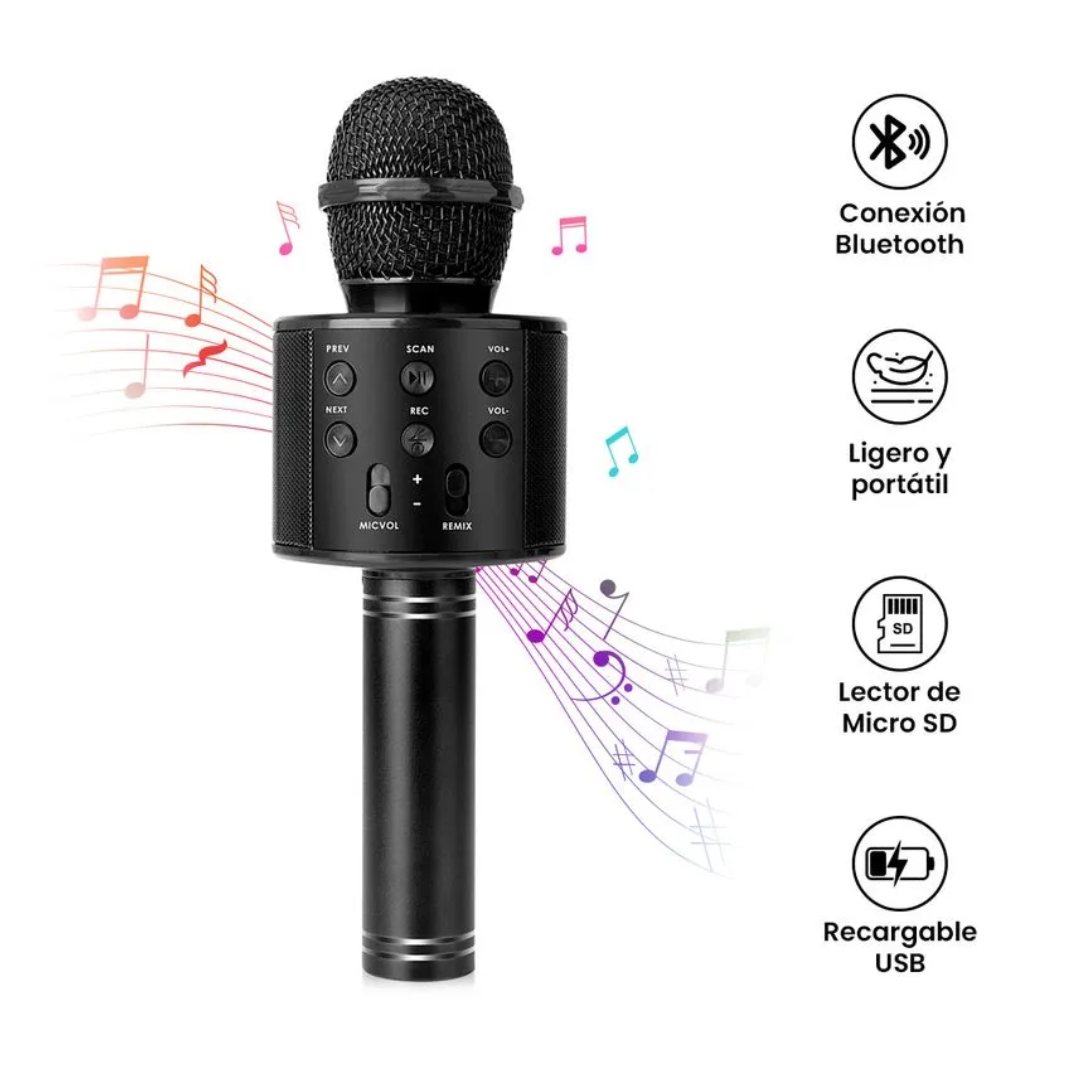 MICROFONO CON BLUETOOTH Y PARLANTE | NEGRO - 2