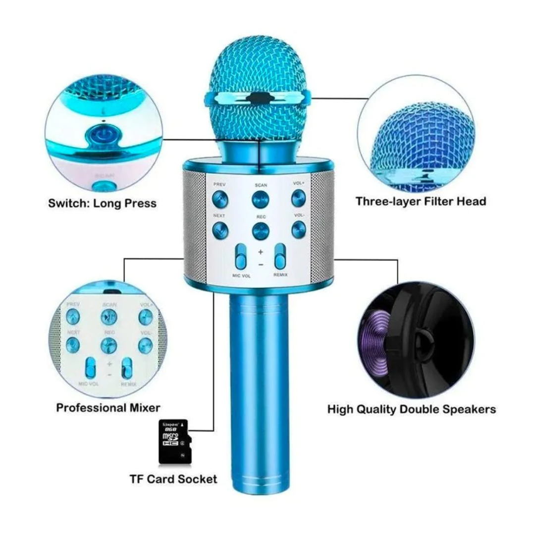 MICROFONO CON BLUETOOTH Y PARLANTE | AZUL - 2