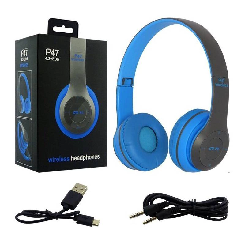 AUDÍFONOS OEM P47 BLUETOOTH AZUL - 1