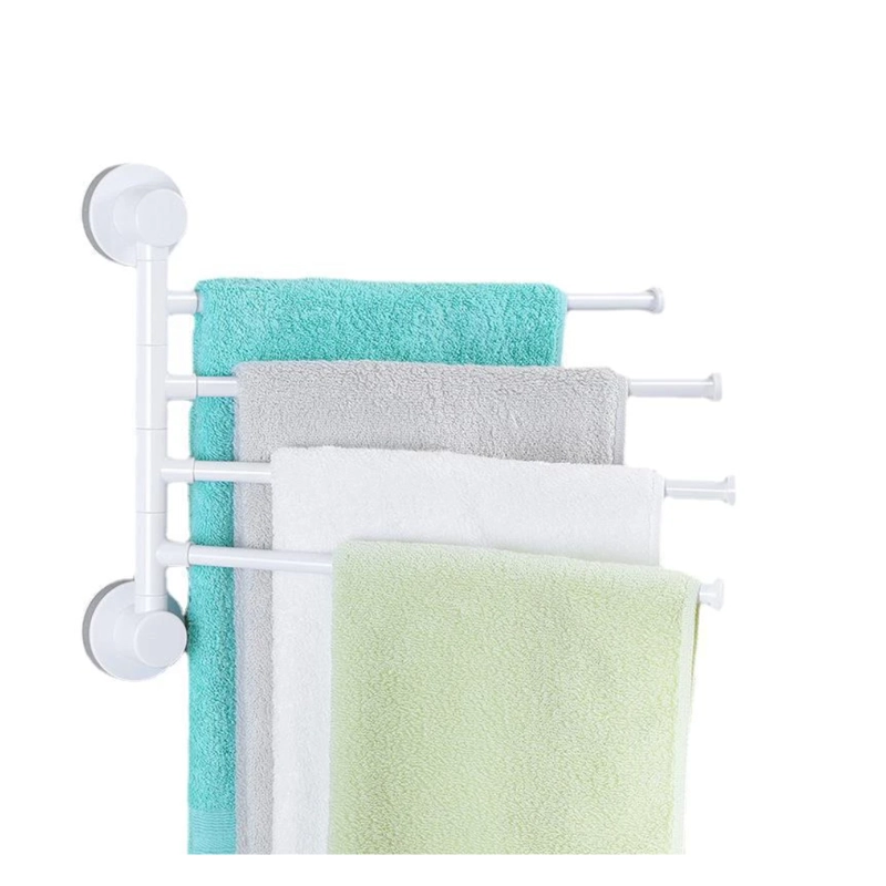 COLGADOR DE TOALLA 4 BRAZOS 180 GRADOS BAÑO | BLANCO - 1