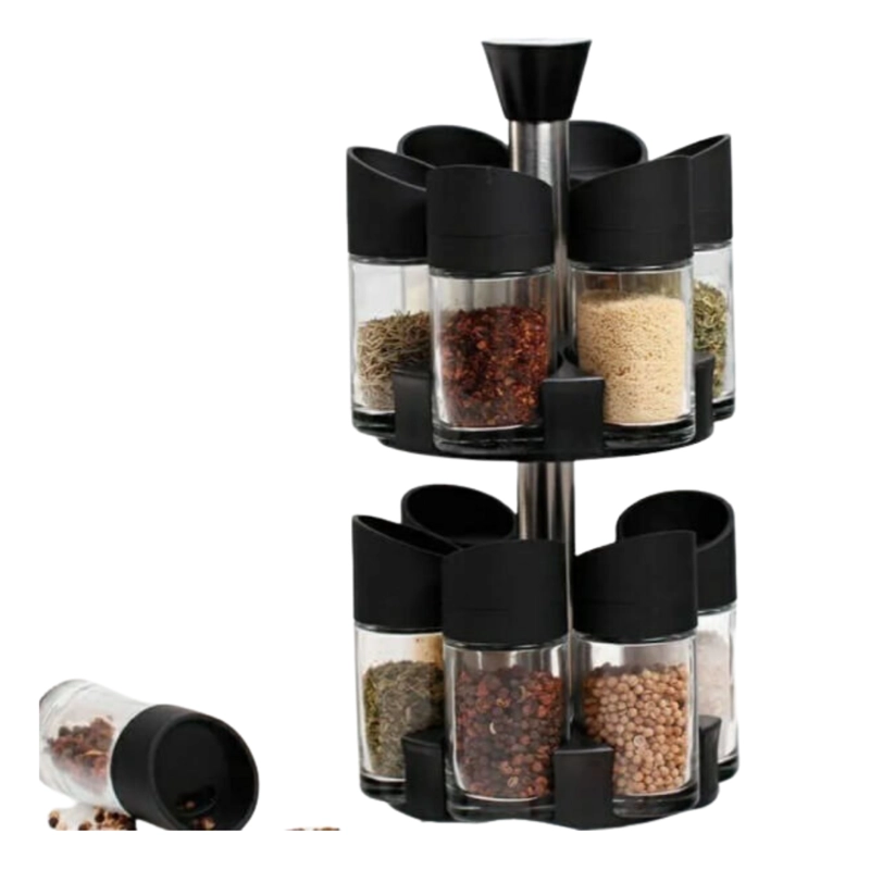 ORGANIZADOR DE CONDIMENTOS ESPECIERO 12 PCS GIRATORIO | TRANSPARENTE - 1