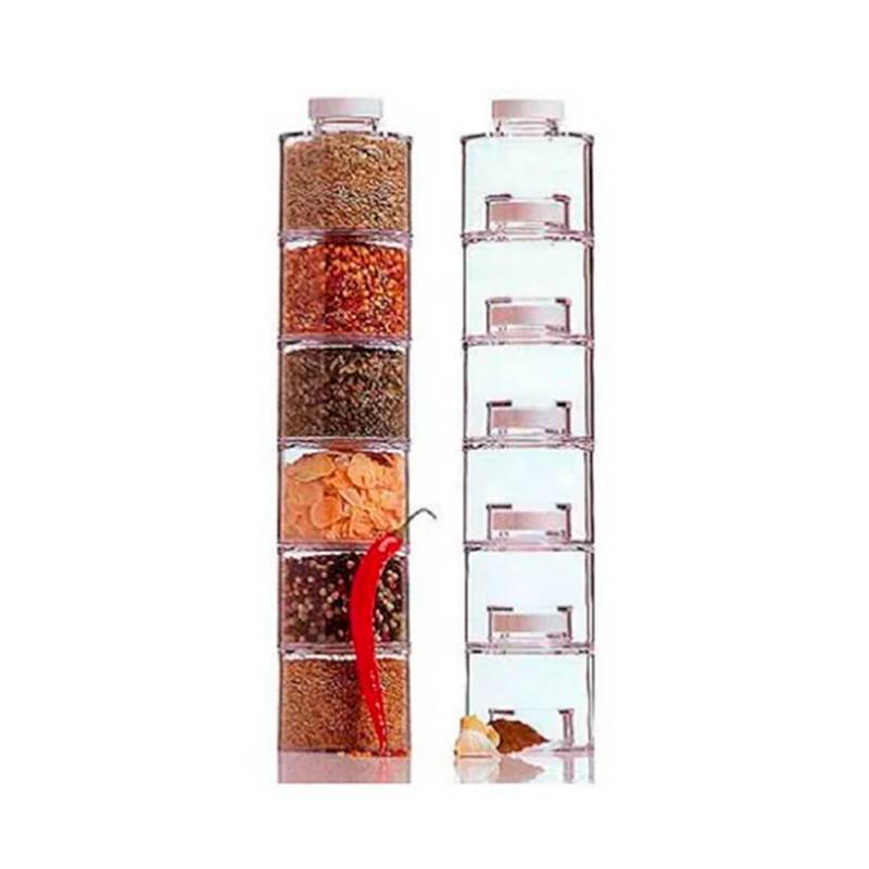 ESPECIERO MODULAR TORRE 6 FRASCOS CONDIMENTOS COCINA - 1