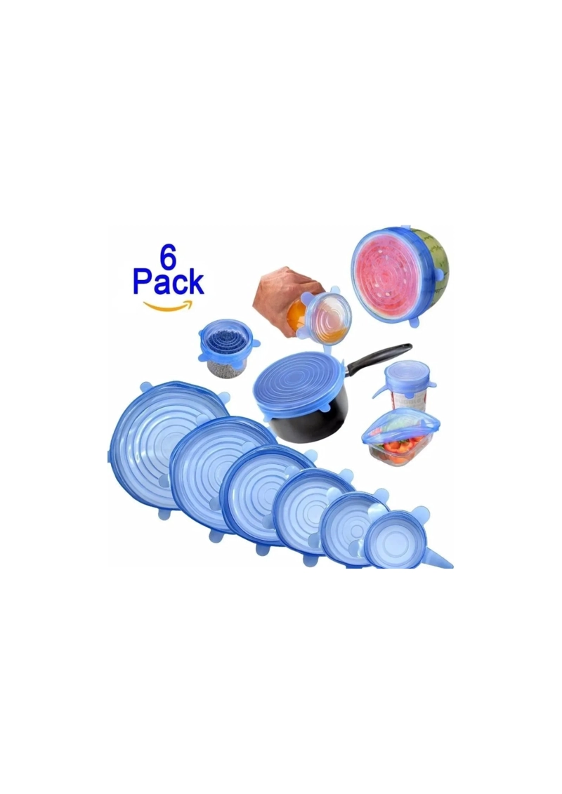 6 Tapas Silicona Extensibles Sellado Preservación Alimentos - 1